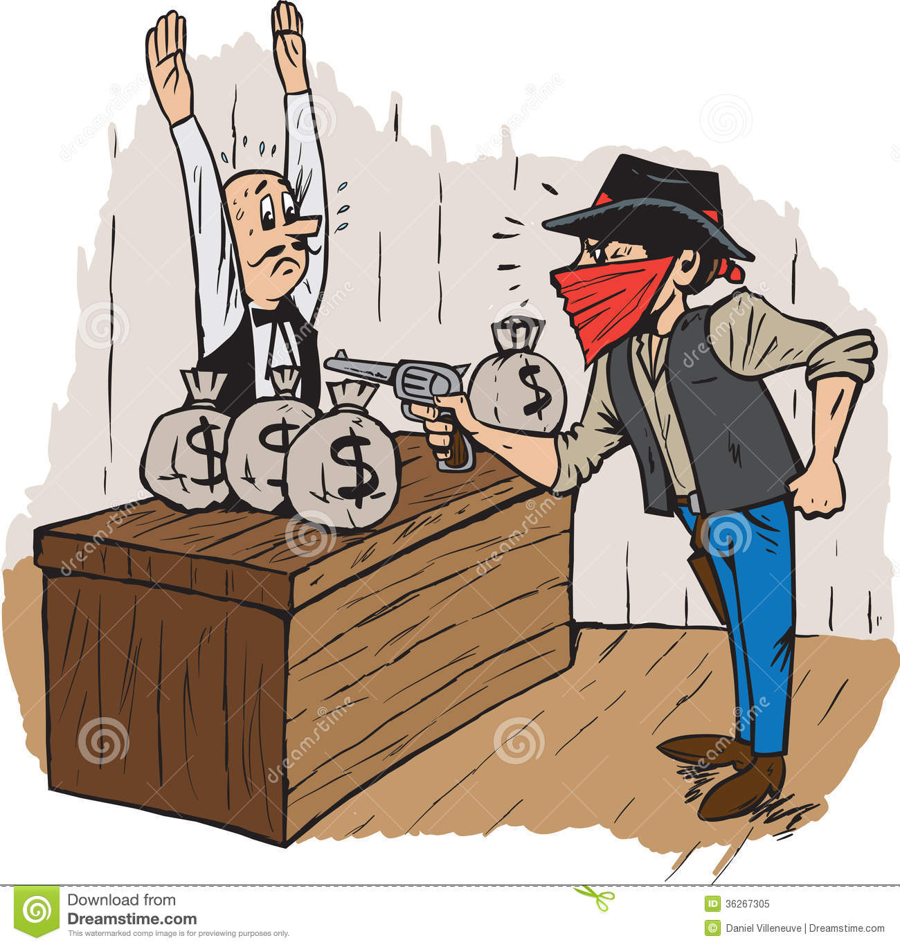 Cartoon Bank Robbers Bank Robbery Royalty Free