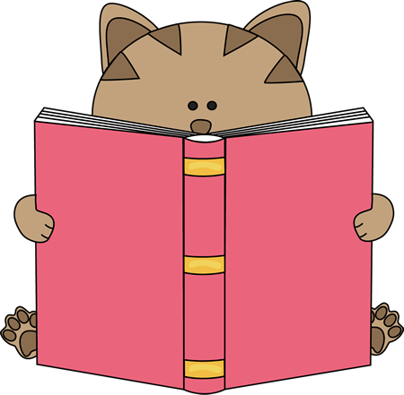 Cat Reading Book Clip Art Image   Cute Cat Reading A Big Book