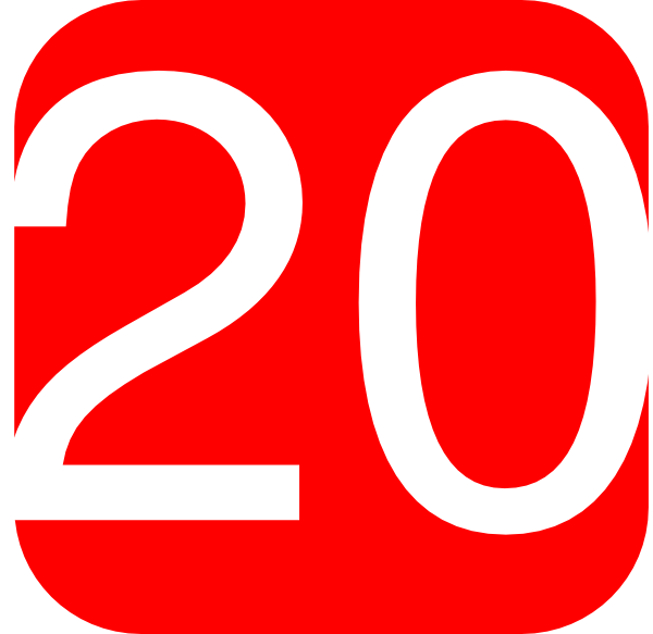 Red Rounded Square With Number 20 Clip Art