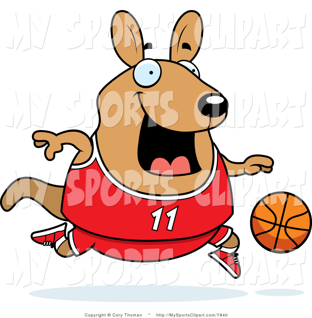Sports Clip Art Of A Wallaby Kangaroo Playing Basketball