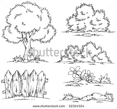 Cartoon Landscape Clipart   Coloring Stock Vector 52324324