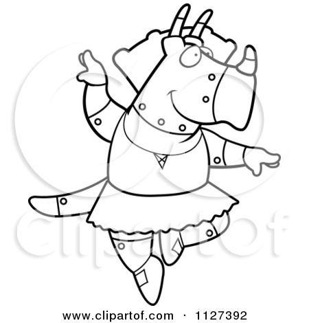 Cartoon Of A Happy Triceratops Dinosaur   Royalty Free Vector Clipart