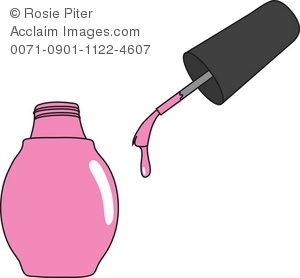 Clip Art Illustration Of A Bottle Of Pink Nail Polish