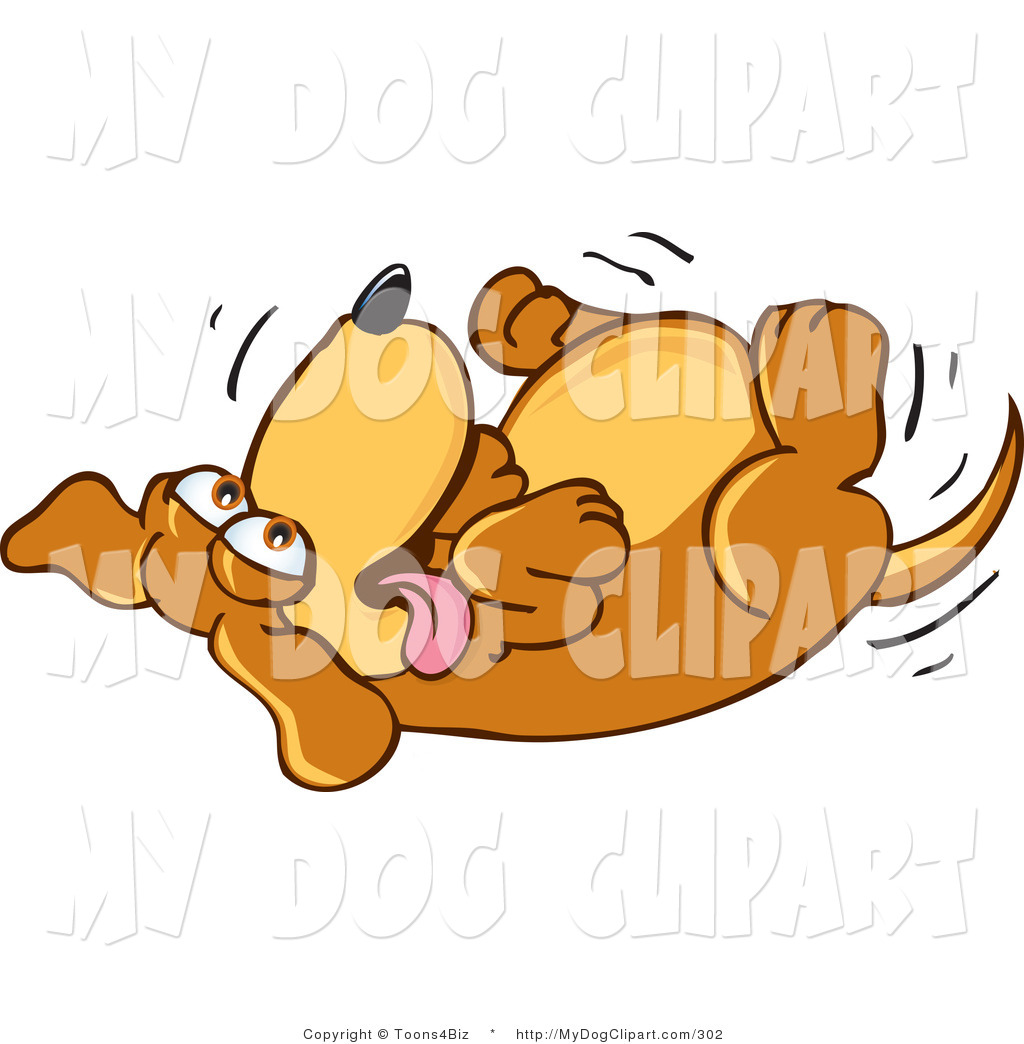 Clip Art Of An Excited Brown Dog Mascot Cartoon Character Rolling