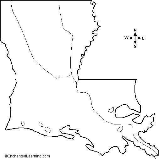 Outline Map Louisiana   Enchantedlearning Com