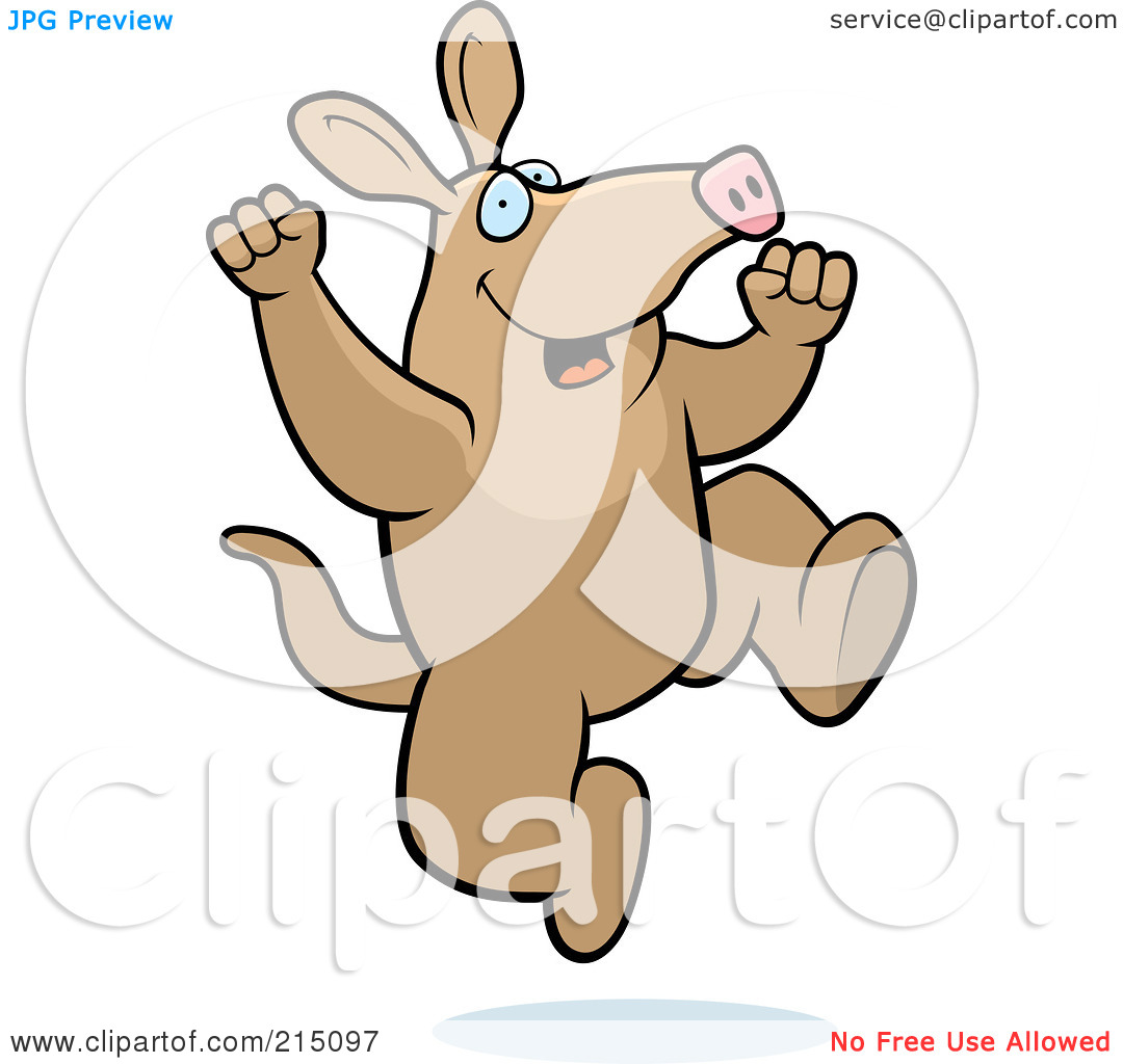Rf  Clipart Illustration Of An Excited Aardvark Jumping By Cory Thoman