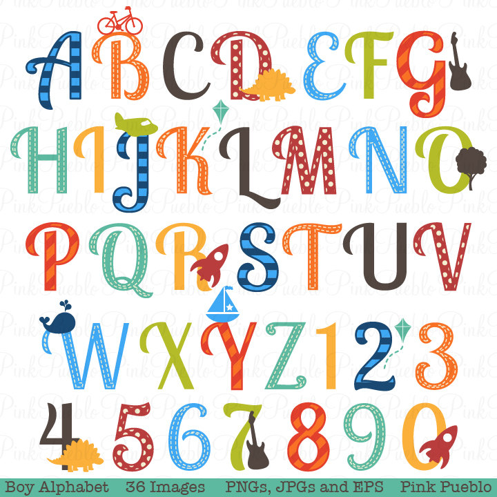 Boy Alphabet Letters Scrapbooking Alphabet Clipart By Pinkpueblo