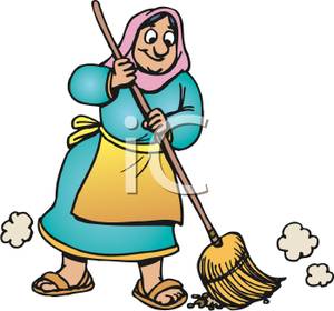 Clipart Picture  A Peasant Woman Sweeping