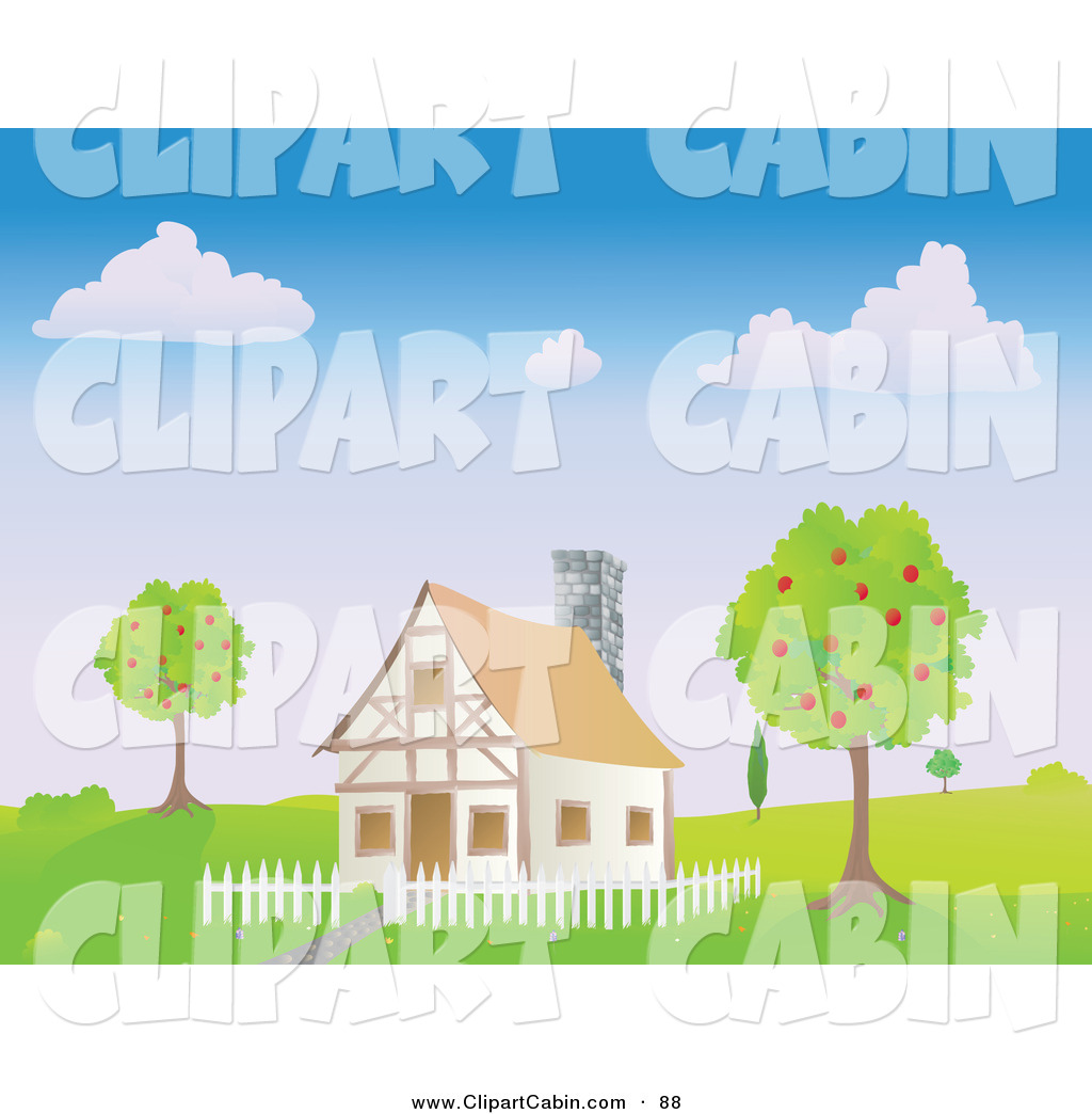 Vector Clip Art Of A Quaint Chalet House With A White Picket Fence
