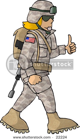 Clipart Illustration Of A Girl In Us Military Combat Uniform    22224