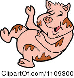 Clipart Laughing Pig Rolling In Mud Royalty Free Vector Illustration