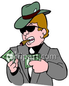 Cigar While Counting His Money   Royalty Free Clipart Picture