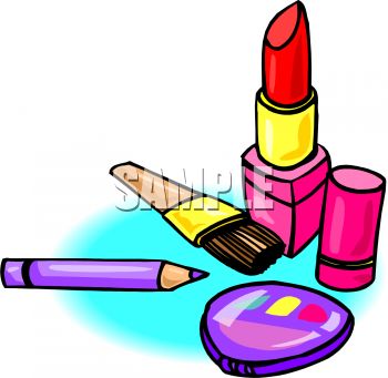 Cosmetics Lipstick And Eyeliner With A Compact   Royalty Free Clip Art