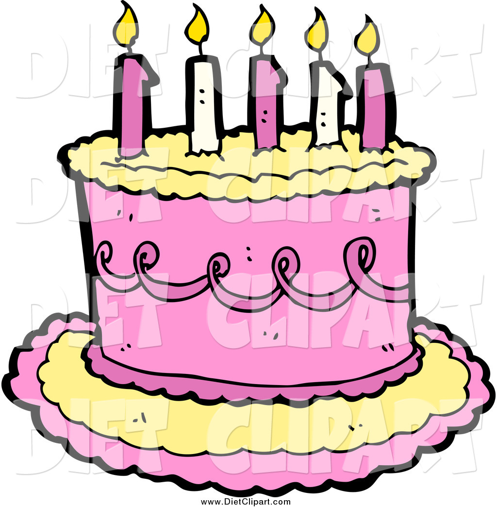 Larger Preview  Diet Clip Art Of A Pink And Yellow Birthday Cake With