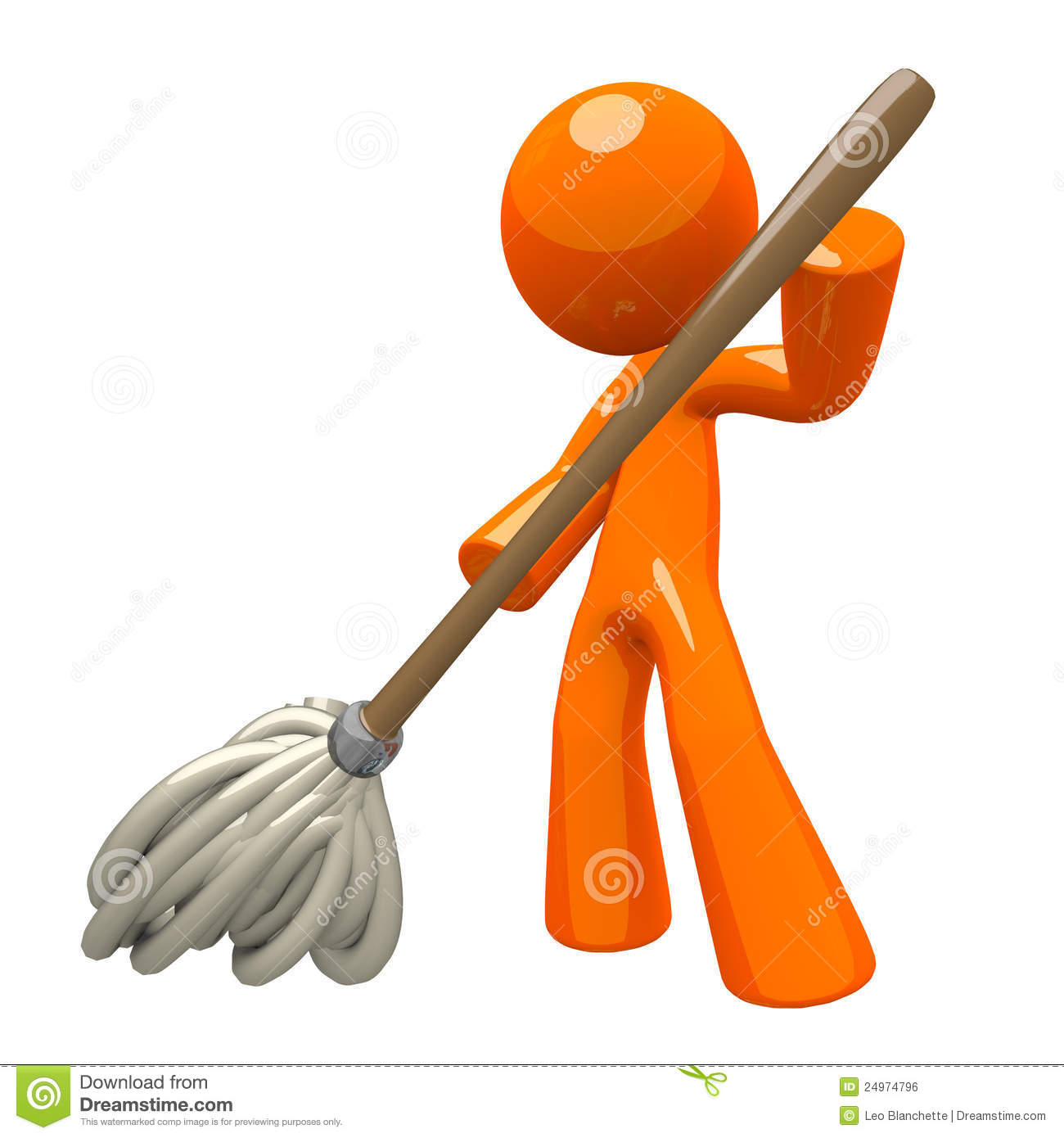 Man With 3d Mop Mopping The Floor Cleaning Services Illustration