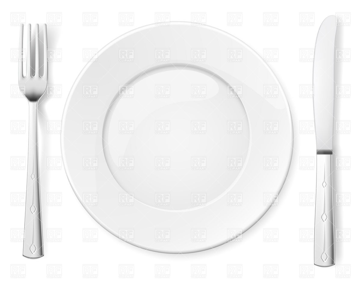 Empty Plate With Knife And Fork   Table Appointments Download Royalty