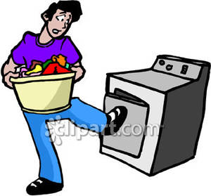 Guy Doing His Laundry   Royalty Free Clipart Picture