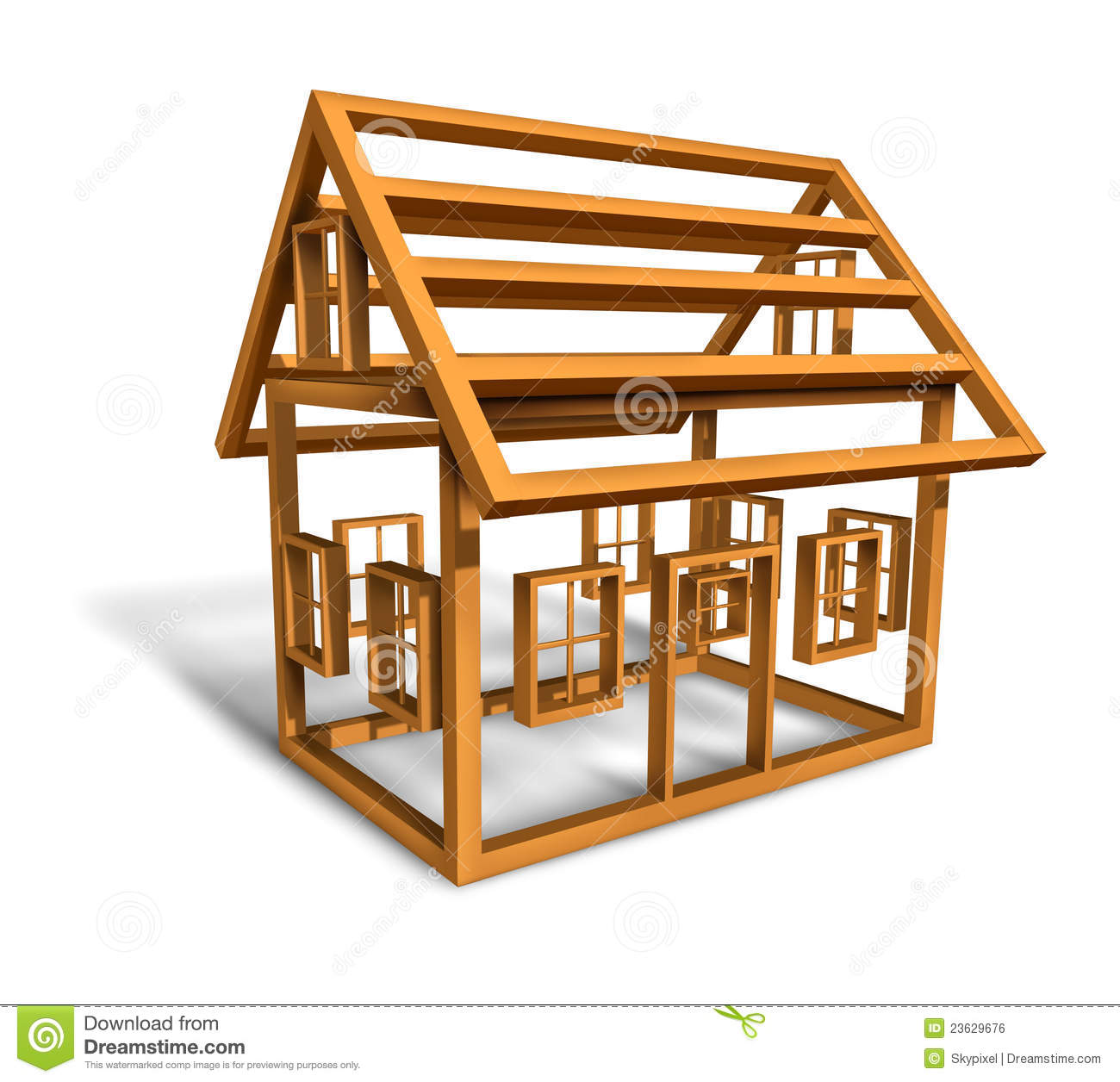 Home Construction With The Wood Frame Structure Of A House Being Built