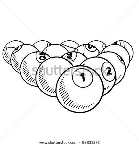 Doodle Style Billiard Balls Ready For A Game Of Pool Sketch In Vector