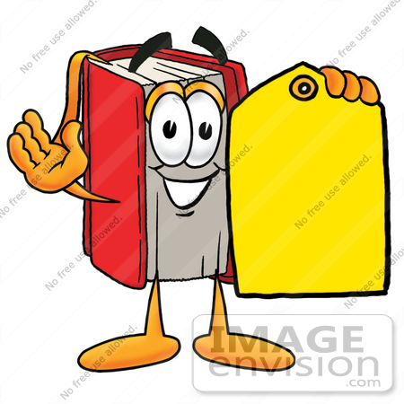 22577 Clip Art Graphic Of A Book Cartoon Character Holding A Yellow