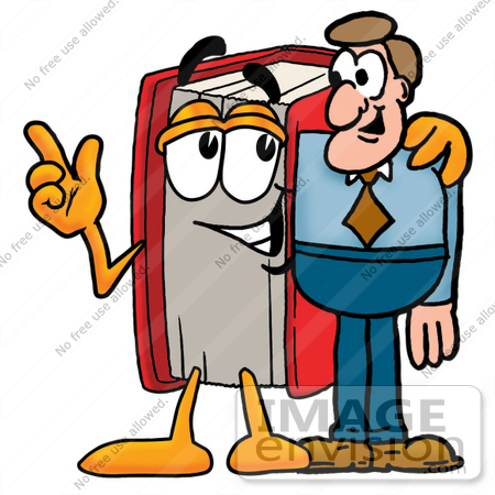 Clip Art Graphic Of A Book Cartoon Character Talking To A Business Man