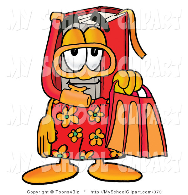 Clip Art Of A Tourist Red Book Mascot Cartoon Character In Orange And