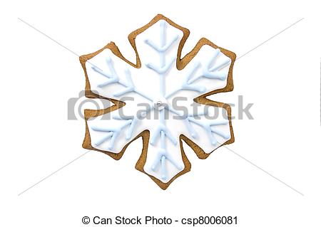 Clipart Of Gingerbread Snowflake Cookie With Tiny White Snowflakes On