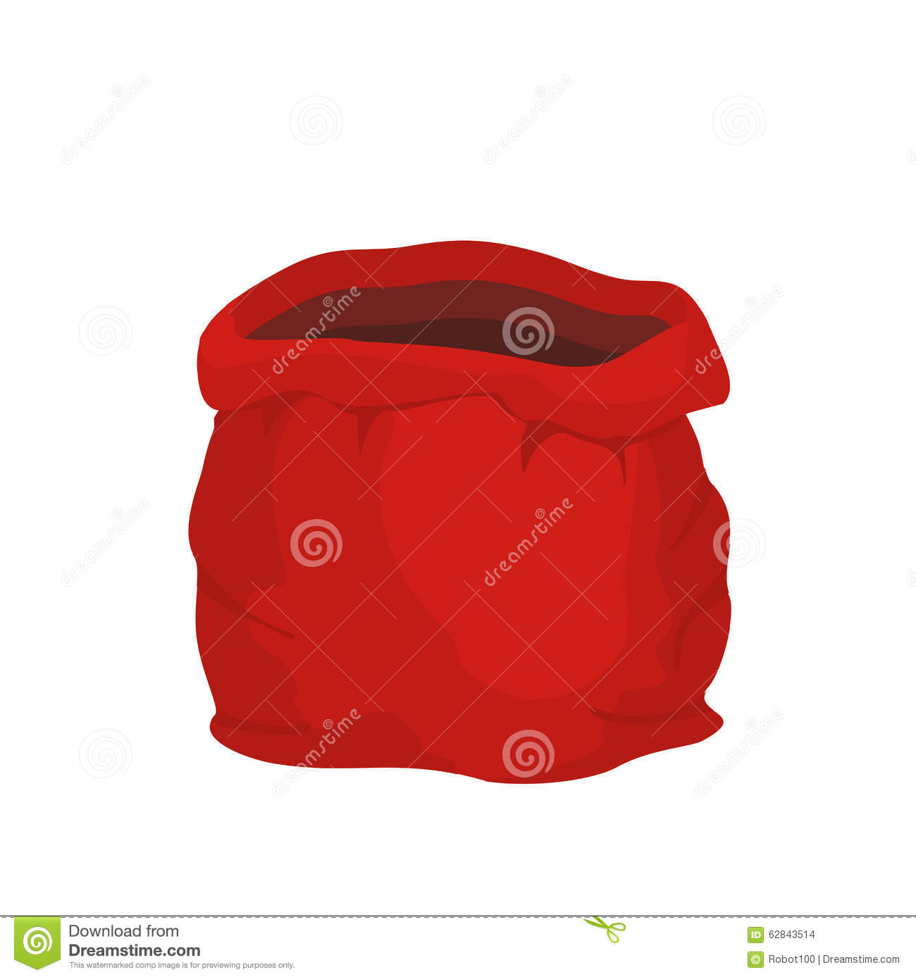Open Empty Sack Santa Claus  Red Big Bag For Gifts  Stock Illustration