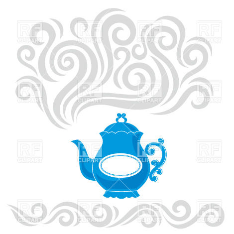 Blue Cartoon Boiling Kettle With Steam Objects Download Royalty Free