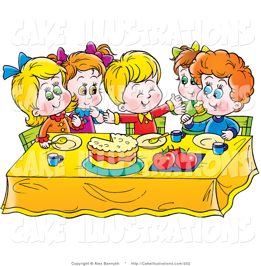 Group Of Children Eating Birthday Cake At A Table Happy Birthday Boy