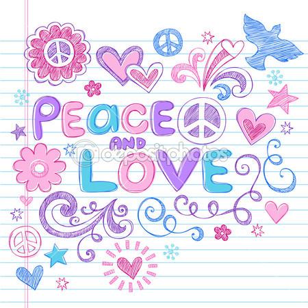 Peace And Love Sketchy Doodle Back To School Vector Design Elements