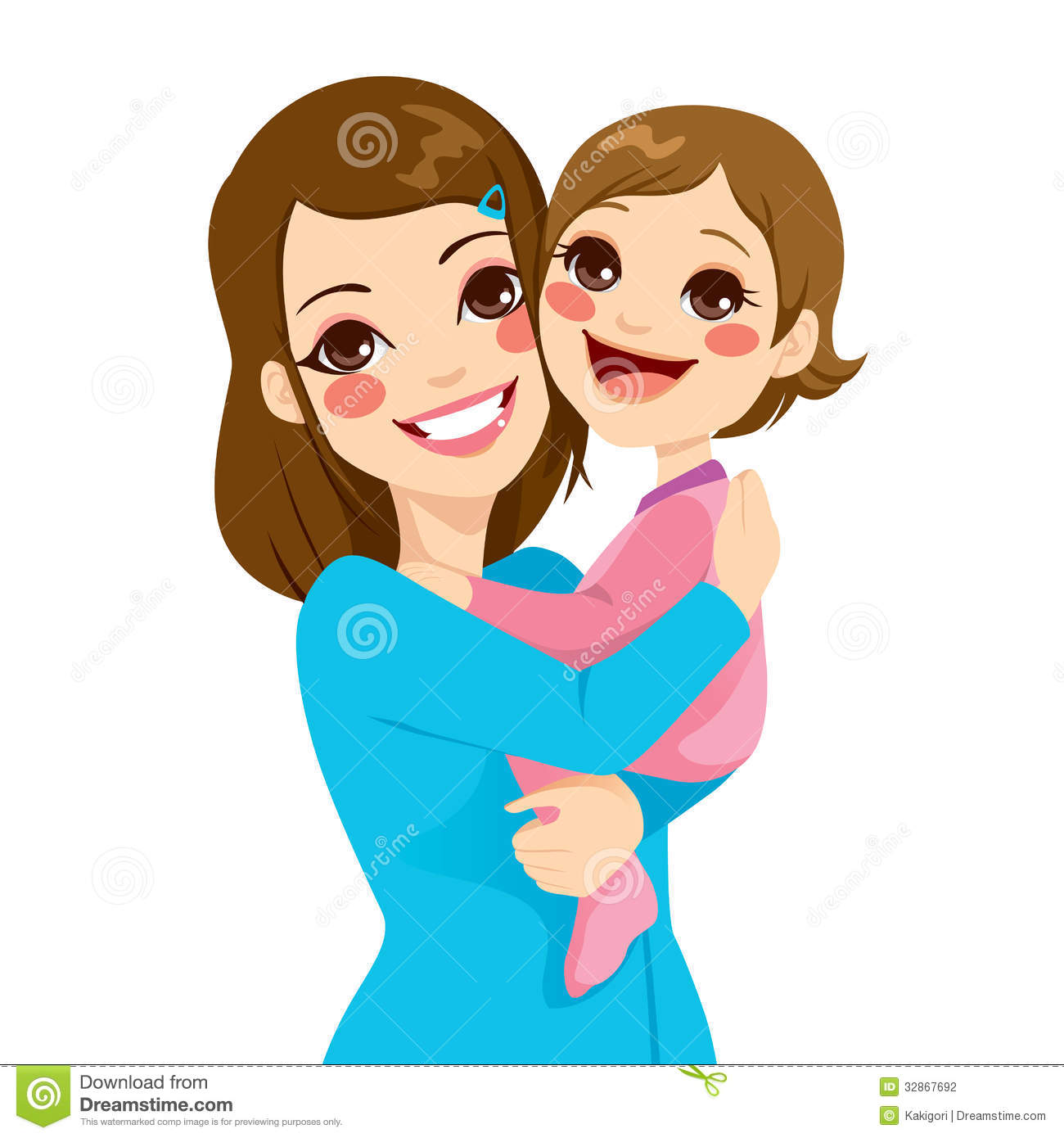 Pretty Young Mother Holding And Hugging Her Cute Little Daughter