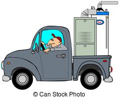 Truck Hauling A Furnace   This Illustration Depicts A Man