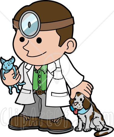 24748 Clipart Illustration Of A Friendly Male Veterinarian Petting A