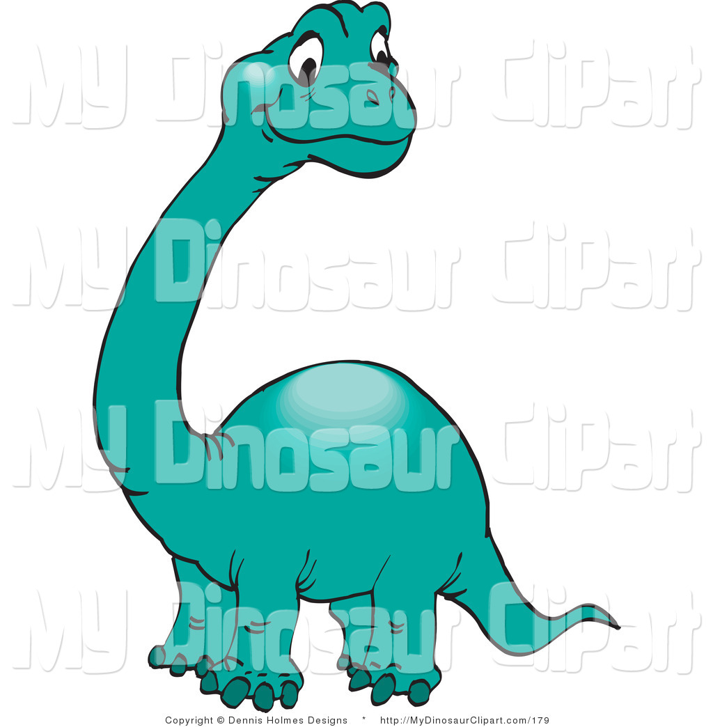 Clipart Of A Cute Green Brontosaurus Or Apatosaurus With A Long Neck