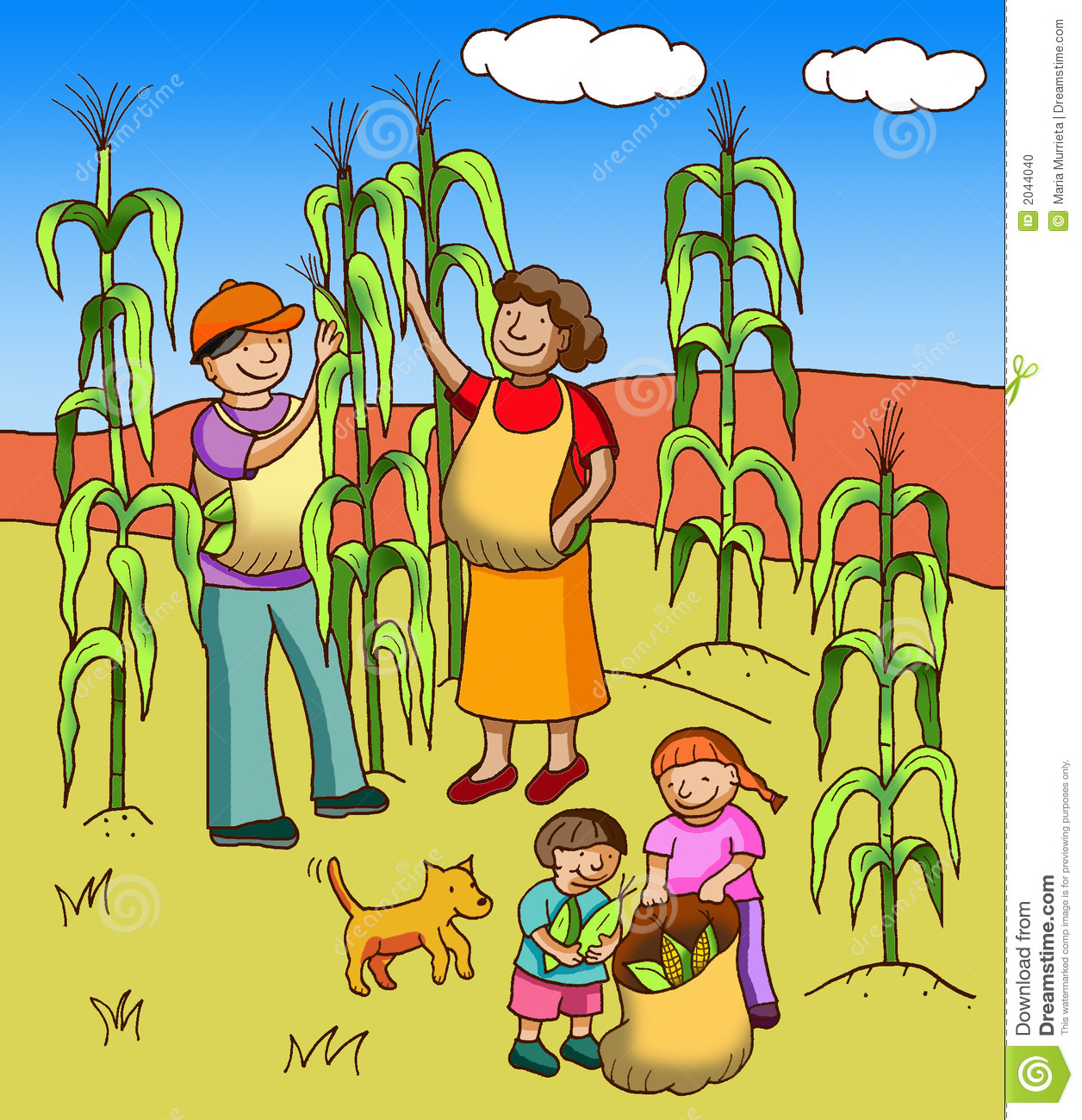 Farm Crops Clipart Family Of Farmers Collecting