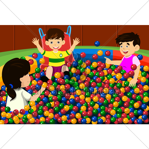 Vector Illustration Of Happy Kids Playing In
