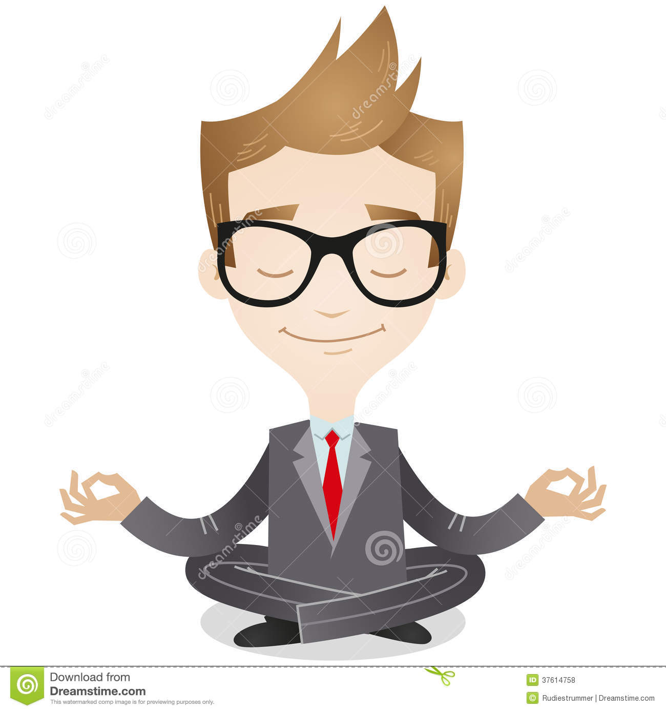 Calm Person Cartoon Calm Businessman Meditating