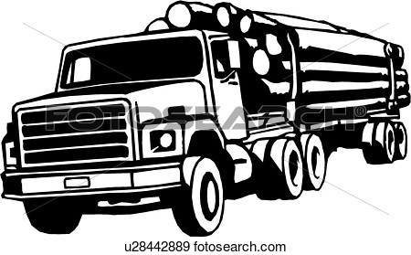 Construction Logging Truck Trade View Large Clip Art Graphic