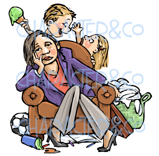 Lady Tired Overworked Housecleaning Clipart Watermark Mum Clipart