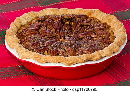 Stock Photographs Of Pecan Pie   Whole Pecan Pie On A Red And Green