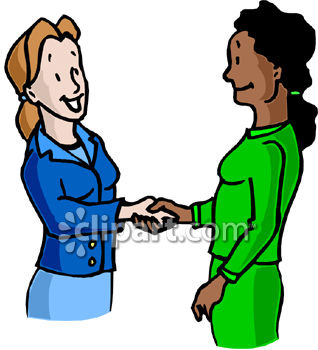Two Business Women Shaking Hands   Royalty Free Clipart Picture