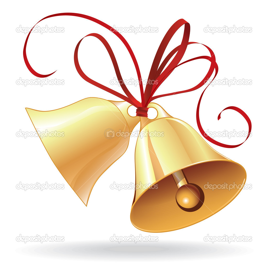 7684991 Bell Golden For  Christmas Or Wedding With Red Bow Jpg