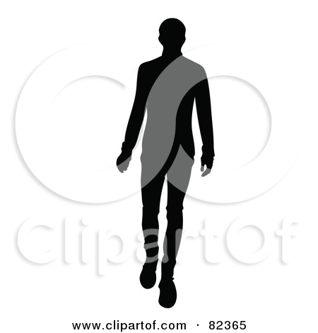 Black Silhouette Of A Male Model Walking Forward By Pams Clipart