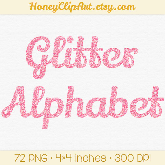     Clip Art Digital Glitter Writing Girls Birthday Clipart Number