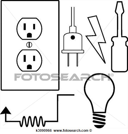Clip Art Of Electrical Repair Contractor Electrician Symbol Icons Set