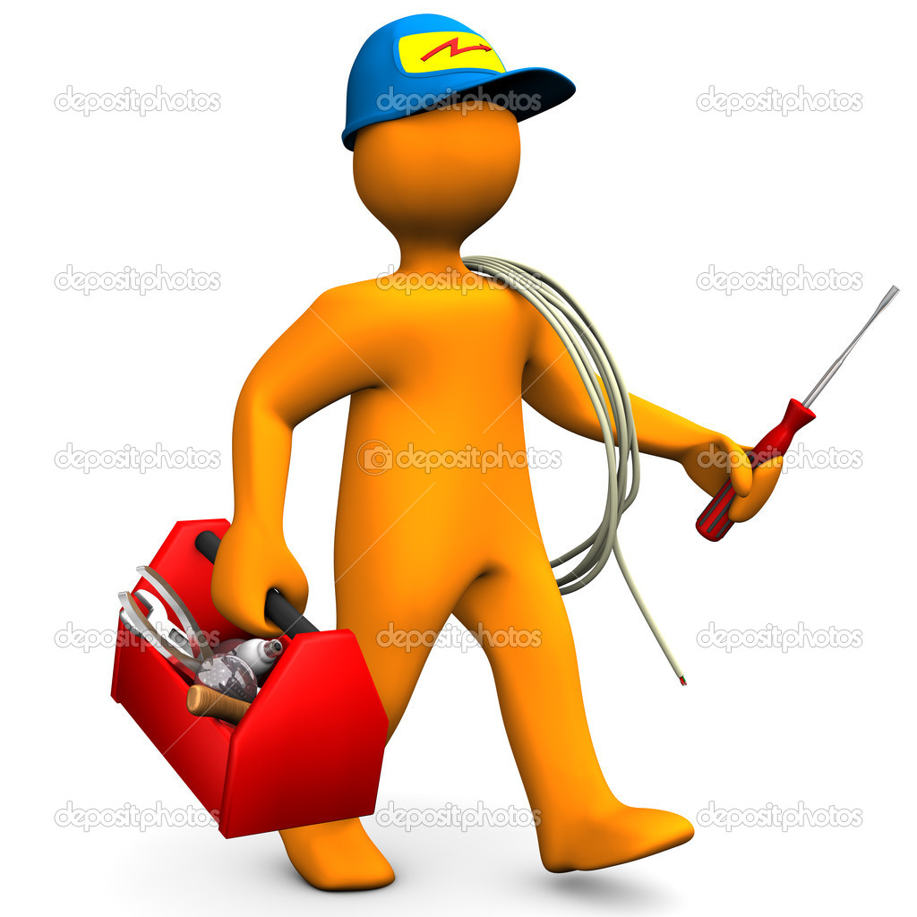 Electrician With Toolbox And Cord   Stock Photo   Limbi007