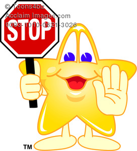 Hand And A Stop Sign Clipart   Clipart Cartoon Star Holding Up A Hand