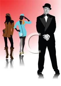     Male Model And Two Female Models Posing   Royalty Free Clipart Picture
