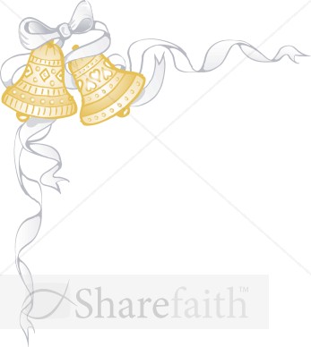 Ribbon Wraps Around Golden Marriage Bells   Christian Wedding Clipart